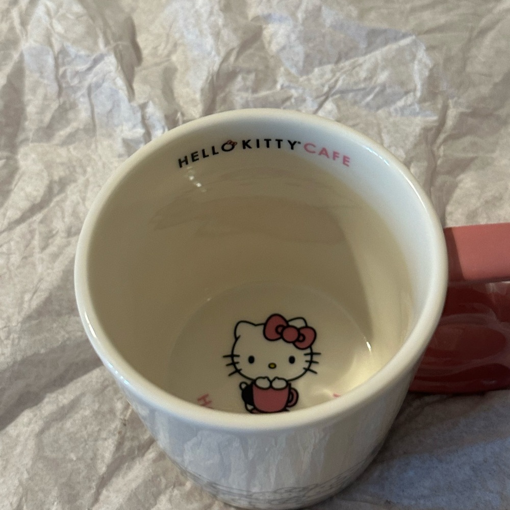 New official Hello Kitty Cafe Mug with Pink Handle and Gray Design - Picture 8 of 16